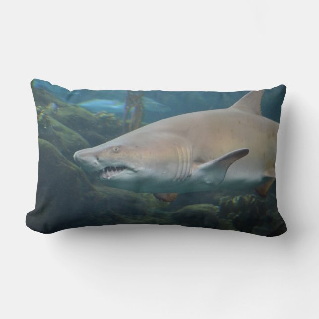 Coussin Rectangle Grand requin blanc effrayant (Recto)