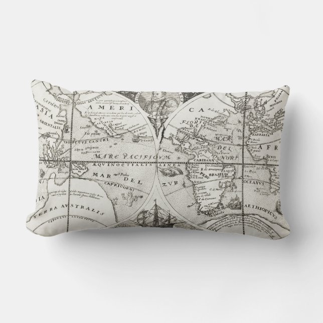 Coussin Rectangle Grand Voyages Vieux Antique Carte générale Monde (Recto)