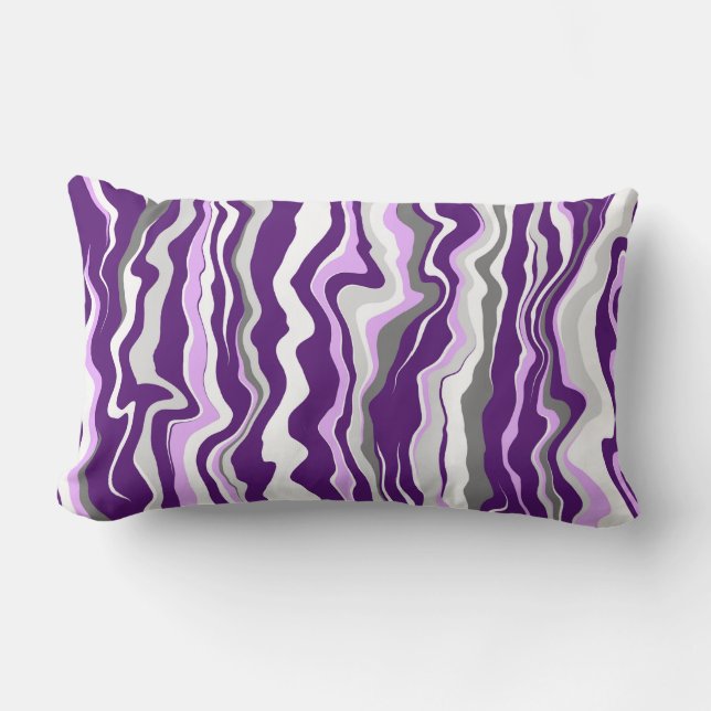 Coussin Rectangle Grandes bandes d'art fluides en marbre violet (Recto)