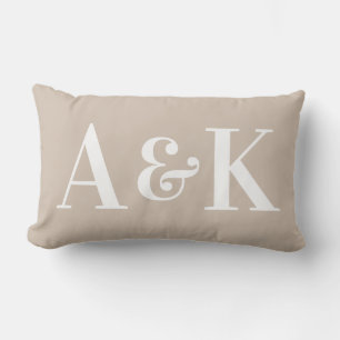 Coussin Rectangle Grandes Initiales Monogramme sur Couleur Unie