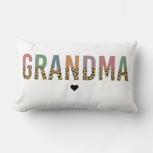 Coussin Rectangle Grandma multicolore cheetah leopard typographie Ca