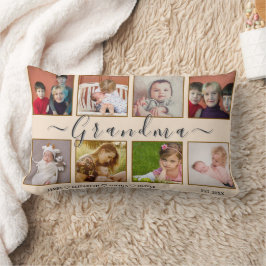 Coussin Rectangle Grandma’s 8‑Photo & Names Custom Pillow