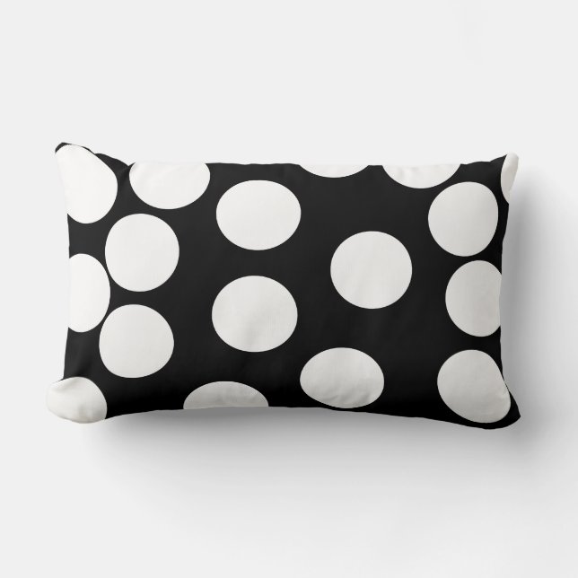 Coussin Rectangle Grands points en noir et blanc. (Recto)