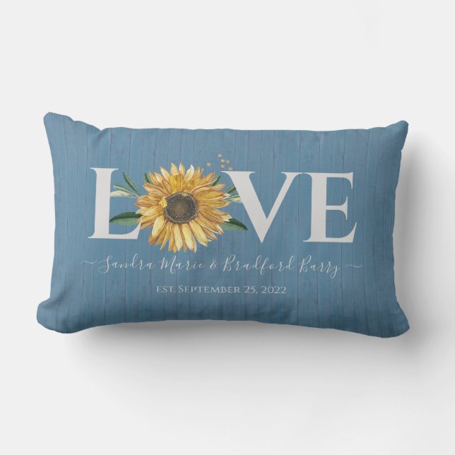 Coussin Rectangle Grange en bois bleu poussiéreux, mariage au tourne (Recto)