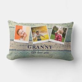 Coussin Rectangle Granny Grandchildren personnalisée 3 Photo Collage