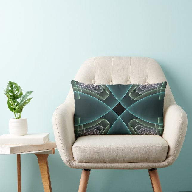 Coussin Rectangle Graphique géométrique Turquoise moderne (Chaise)