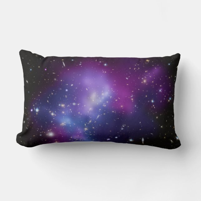 Coussin Rectangle Grappe de galaxie céleste bleue et violette (Recto)