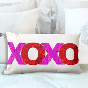 Coussin Rectangle Gras XOXO Aimer Rose Rouge Foil Valentines Jour Si