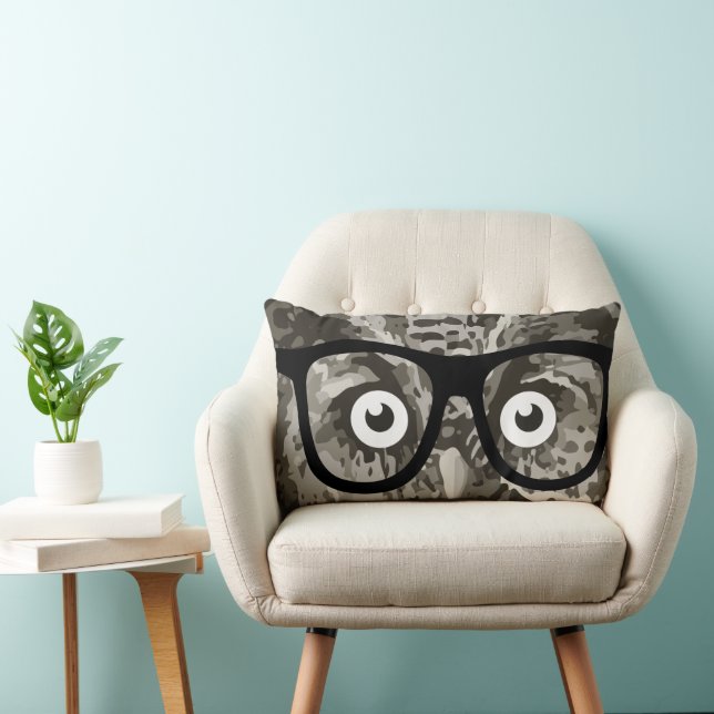 Coussin Rectangle Gray Genre Neutre Nerdy Baby's Room Cute Owl (Chaise)
