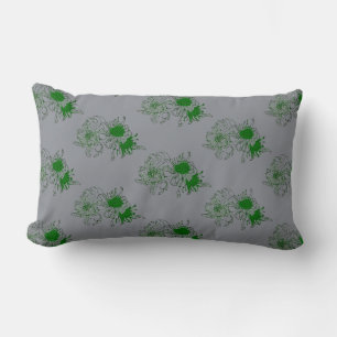 Coussin Rectangle “Gray Serenity – Chrysanthème Vert Minimal Pillo
