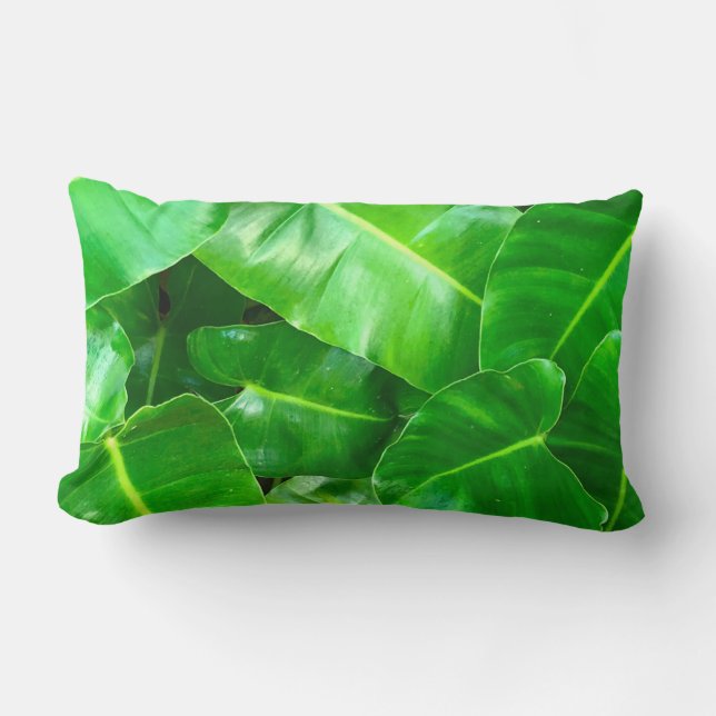Coussin Rectangle Green feuille Palm Leaf feuillage tropical jungle (Recto)