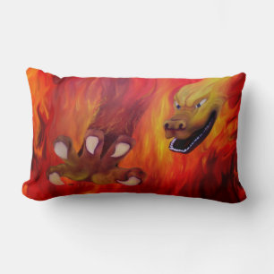 Coussin Rectangle griffe de dragon rouge