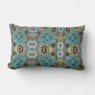 Coussin Rectangle gris argenté turquoise turquoise bleu bohème