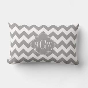 Coussin Rectangle Gris Blanc Chevron Gris Foncé Quatrefeuilles 3 Mon
