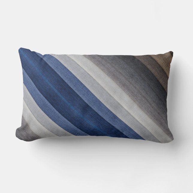 Coussin Rectangle Gris Bleu Diagonal Moderne (Recto)