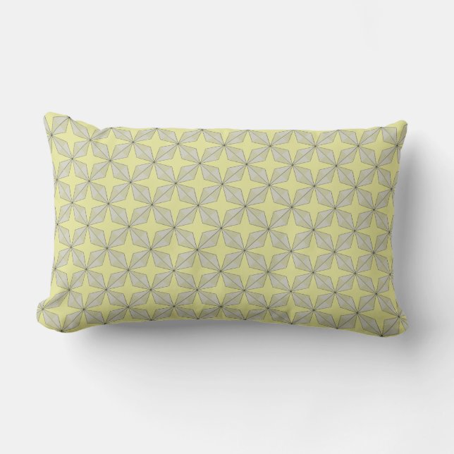 Coussin Rectangle Gris de jaune de motif d'étoiles et de diamants (Recto)