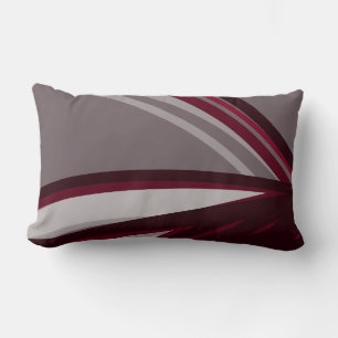 Coussin Rectangle Gris et Bourgogne Artistique Design linéaire Abst