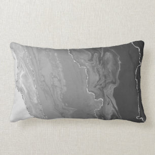 Coussin Rectangle Gris Gradient Ombre Couleur Argent Lignes métalliq