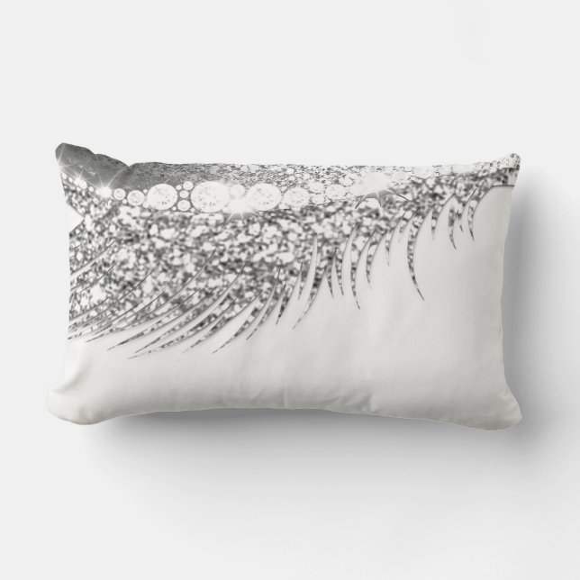Coussin Rectangle Gris Lux Maquillage Lash Gris Argent Blanc (Recto)