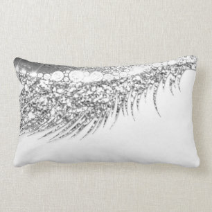 Coussin Rectangle Gris Lux Maquillage Lash Gris Argent Blanc