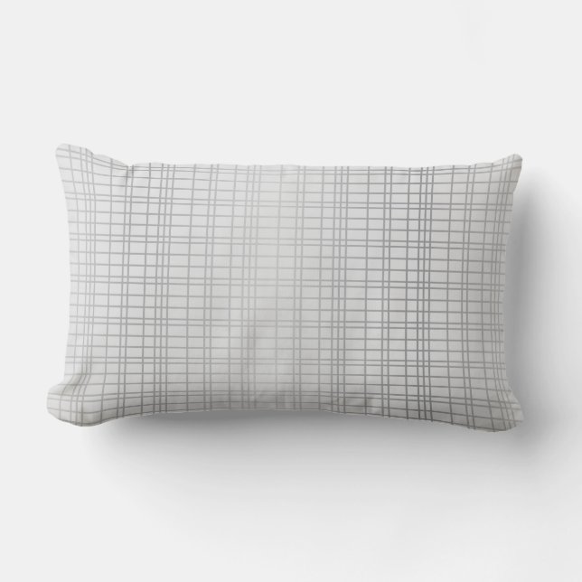 Coussin Rectangle Gris, moderne, simple, cool, lignes de grille tend (Recto)