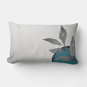 Coussin Rectangle Gris & Turquoise Simple Aquarelle Feuille Design