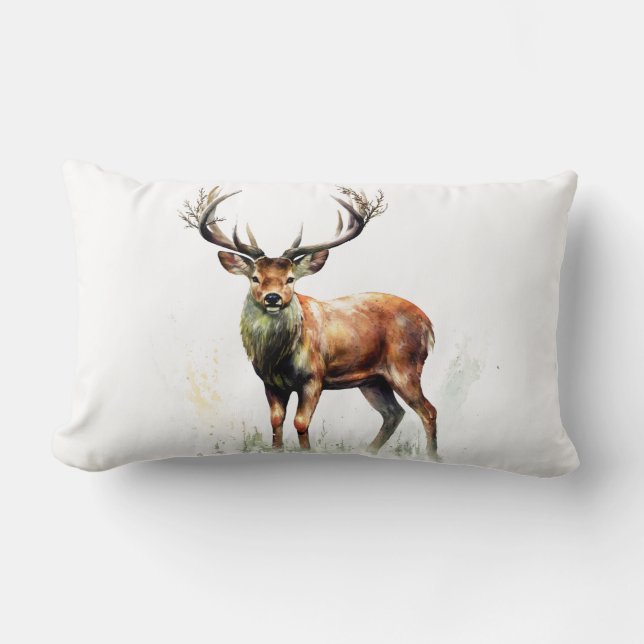 Coussin Rectangle Gros Cerf Rendu Blanc Solide (Recto)