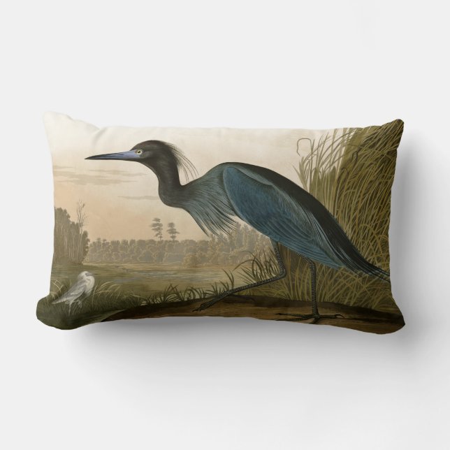 Coussin Rectangle Grue bleue Héron Impression Audubon Art côtier (Recto)