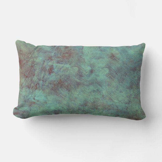 Coussin Rectangle Grunge texturisée d'en cuivre de turquoise (Recto)