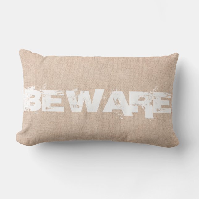 Coussin Rectangle Halloween Attention Burlap (Recto)