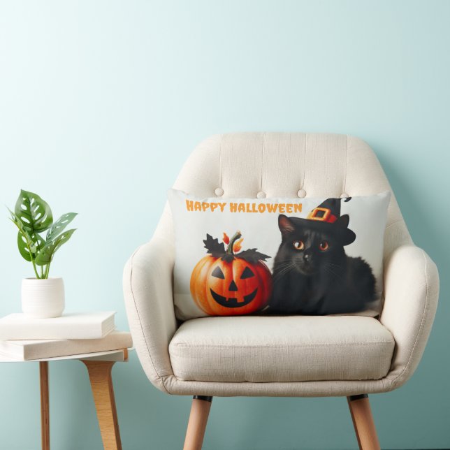 Coussin Rectangle Halloween Cat White (Chaise)