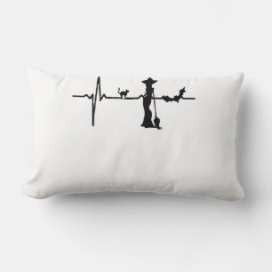 Coussin Rectangle Halloween Coeur Beat Noir Chat et chauve-souris