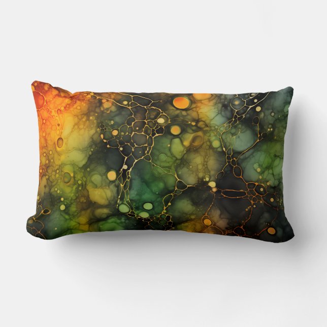 COUSSIN RECTANGLE HALLOWEEN NOIR ORANGE VERT ABSTRAIT (Recto)