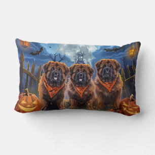 Coussin Rectangle Halloween Tibétain Mastiff Éffrayant