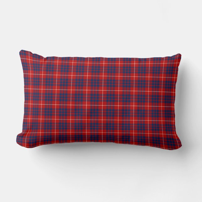 Coussin Rectangle Hamilton Family Tartan Red et Royal Blue Plaid (Recto)