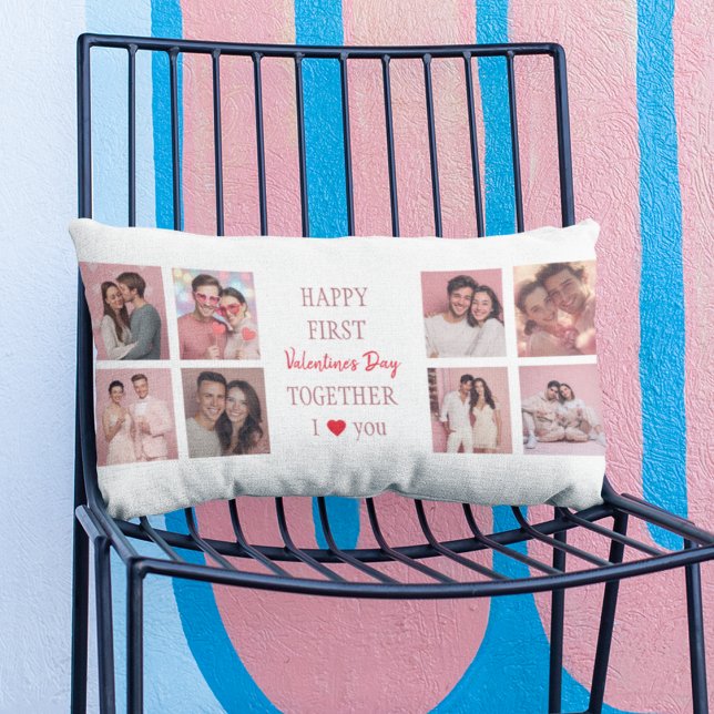 Coussin Rectangle Happy First Valentine's Day Together Custom Pillow (Créateur téléchargé)