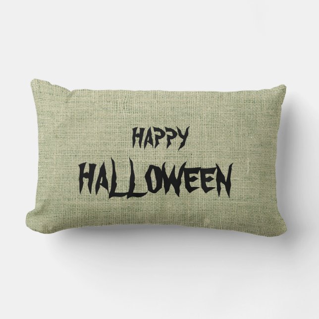 Coussin Rectangle Happy Halloween Burlap Throw (Recto)