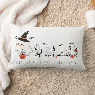 Coussin Rectangle Happy Halloween Cute Ghost Cats