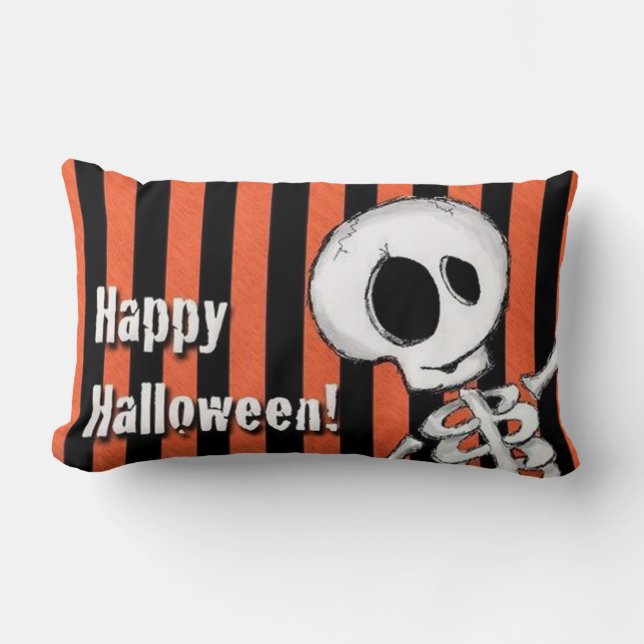 Coussin Rectangle Happy Halloween Silly Skeleton (Recto)