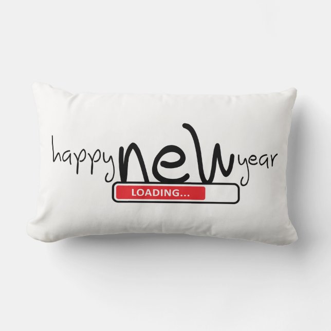 Coussin Rectangle Happy new year, loading. Bonne année (Recto)