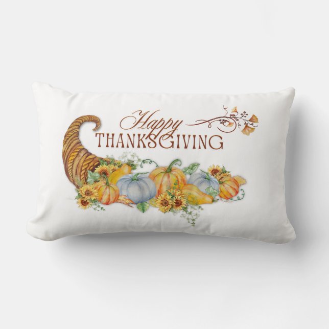 Coussin Rectangle Happy Thanksgiving Cornucopia  (Recto)
