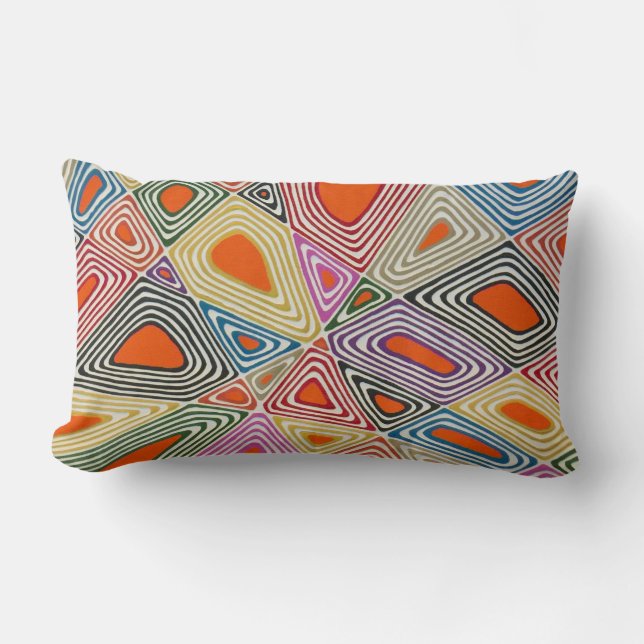 Coussin Rectangle Haywire in Orange Lumbar Jeu d'oreiller (Recto)
