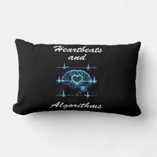 Coussin Rectangle "Heartbeats and Algorithmes" amour futuriste