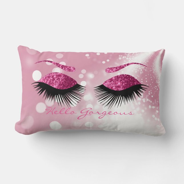 Coussin Rectangle Hello Gorgeous - Eyelash rose et Brows (Recto)