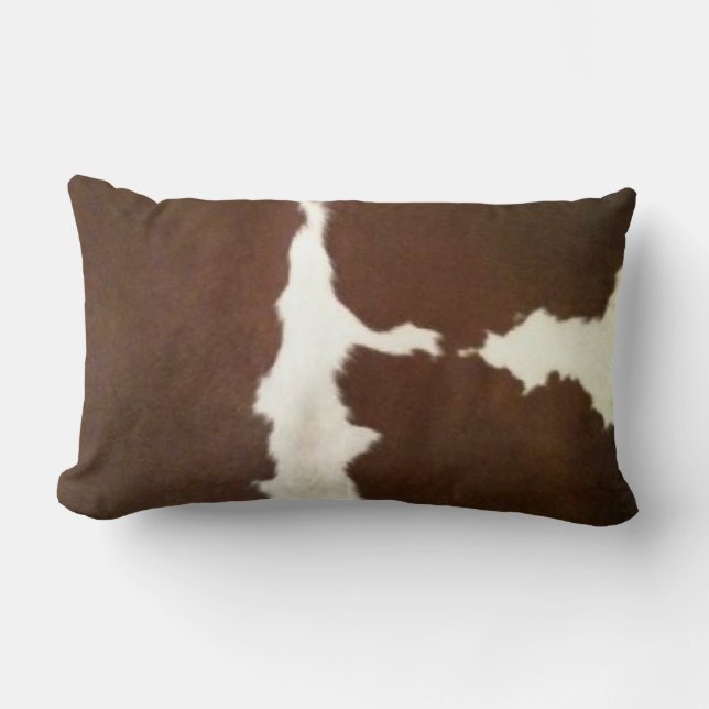 Coussin Rectangle Hereford Brown et blanc Faux Cowhide Lumbar (Recto)