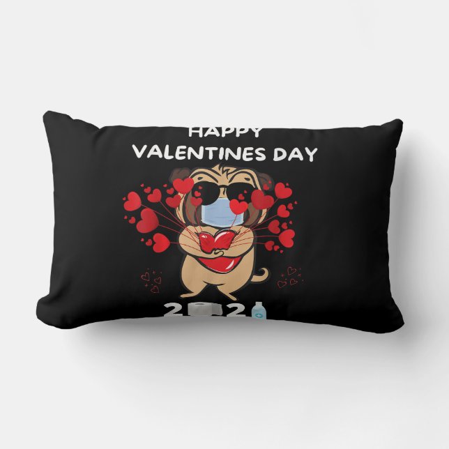 Coussin Rectangle Heureuse Sainte-Valentin de masque de visage du co (Recto)