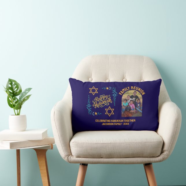 Coussin Rectangle HEUREUX HANOUKKA Chanukah Photo personnalisée (Chaise)