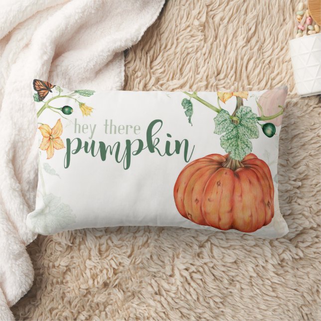 Coussin Rectangle Hey There Citrouille Aquarelle Nom de famille Chut (Couverture)