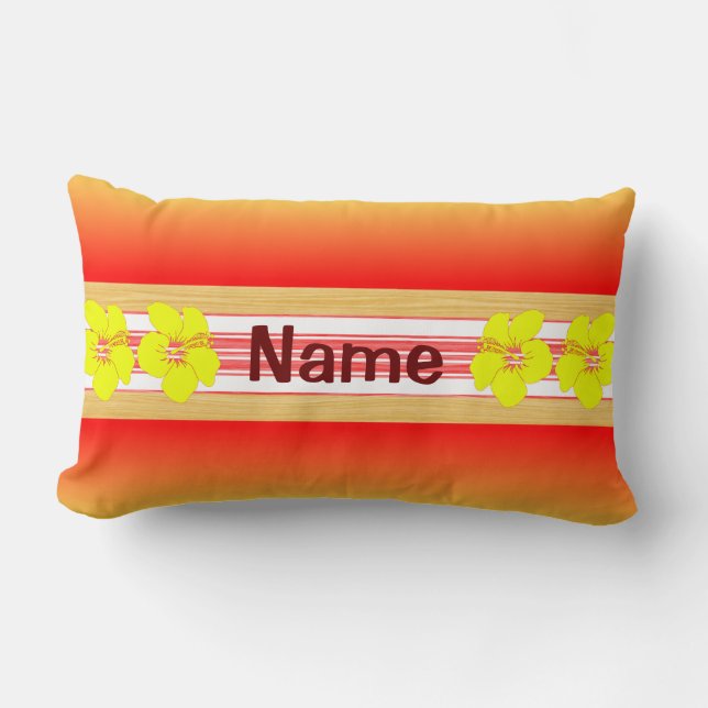 Coussin Rectangle Hibiscus d'Hawaï Red Surboard (Recto)