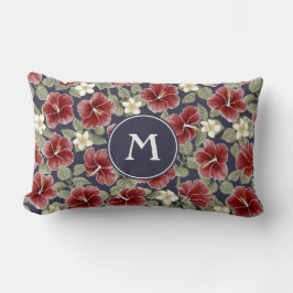 Coussin Rectangle Hibiscus et Plumeria - Maroon